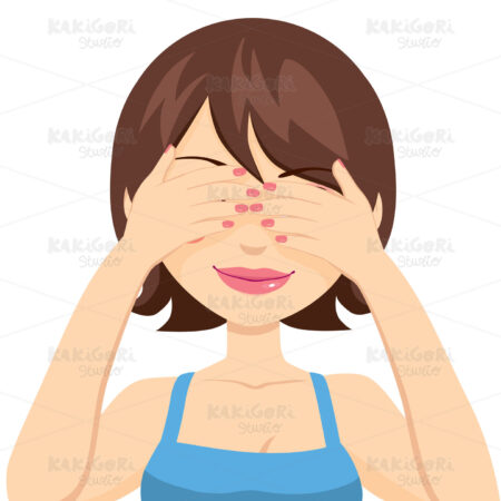 Happy Woman Covering Eyes Clipart Vector Illustration 01526