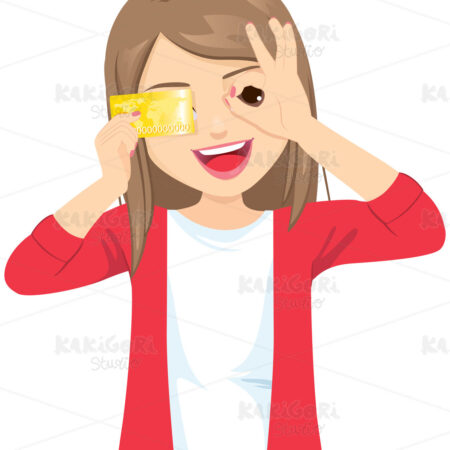 Happy Woman Hand On Eye Clipart Vector Illustration 05150