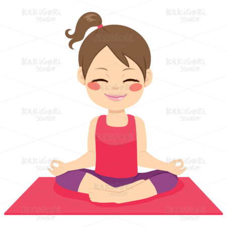 Happy Yoga Girl Clipart Vector Illustration 02775
