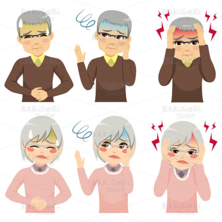 Health Symptoms Senior People Clipart Vector Illustration 04249