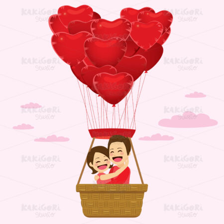 Heart Balloons Couple Clipart Vector Illustration 04656