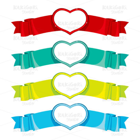 Heart Banners Collection Clipart Vector Illustration 02003