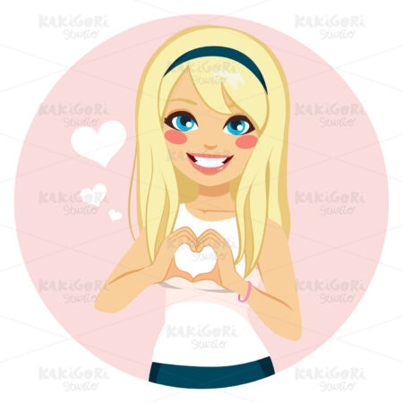 Heart Shape Girl Clipart Vector Illustration 03230