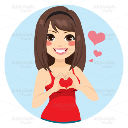 Heart Shape Girl Clipart Vector Illustration 03250