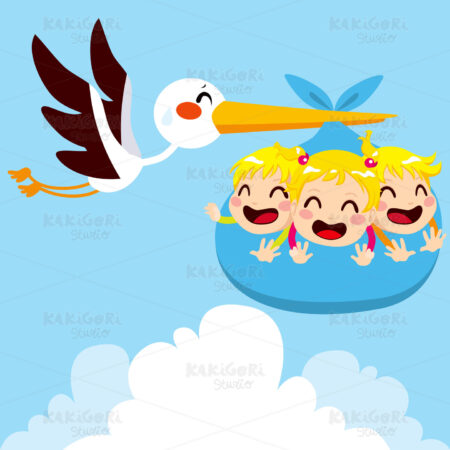 Heavy Baby Triplets Clipart Vector Illustration 01081