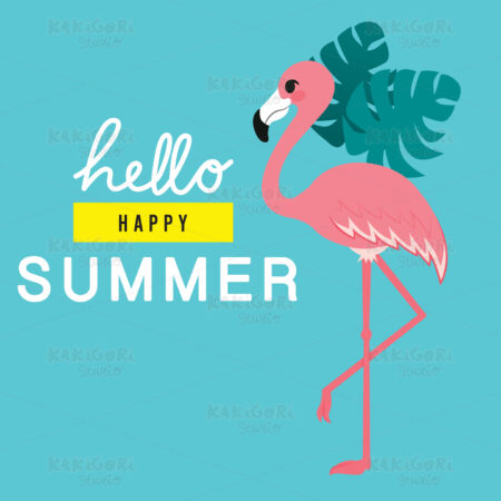 Hello Happy Flamingo Summer Clipart Vector Illustration 04652