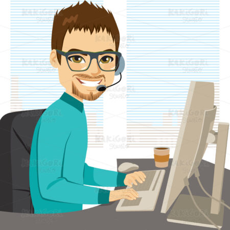 Help Call Center Operator Clipart Vector Illustration 04737