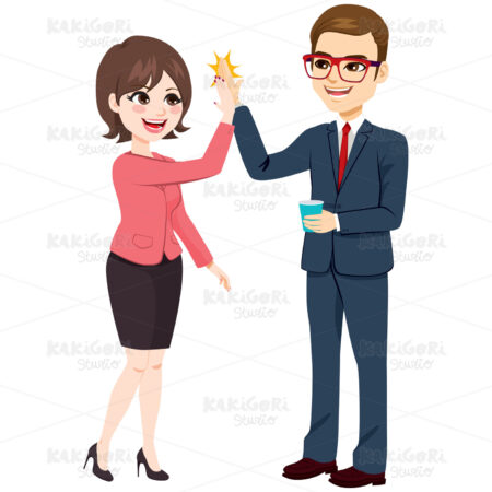 High Five Businessman Businesswoman Clipart Vector Illustration 04773