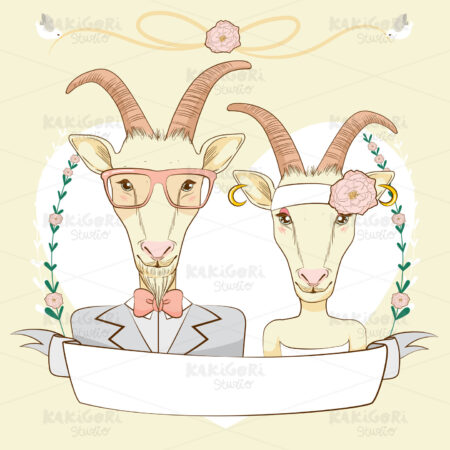 Hipster Goat Save The Date Clipart Vector Illustration 01957