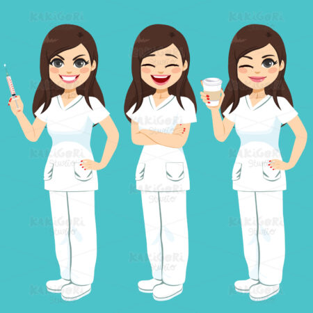 Hospital Nurse Set Clipart Vector Illustration 04485