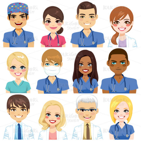 Hospital Team Avatar Clipart Vector Illustration 04483