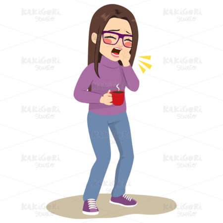 Hot Cocoa Standing Woman Clipart Vector Illustration 04327
