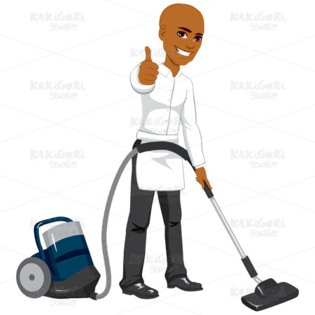Hotel Service Worker Vacuum Cleaner Clipart Vector Illustration 02030