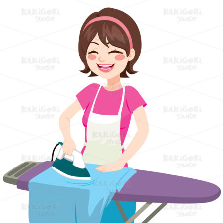 House Woman Ironing Clipart Vector Illustration 02291