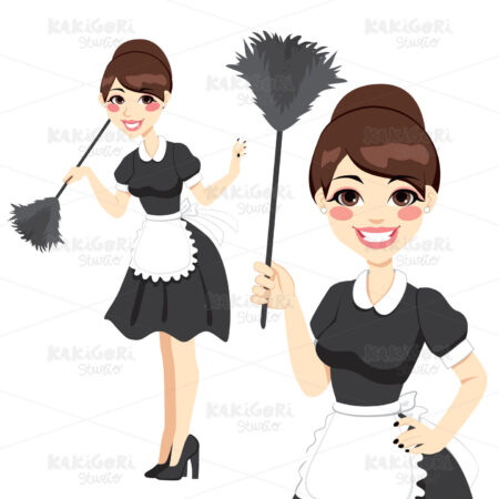 Housewife Maid Duster Clipart Vector Illustration 01119