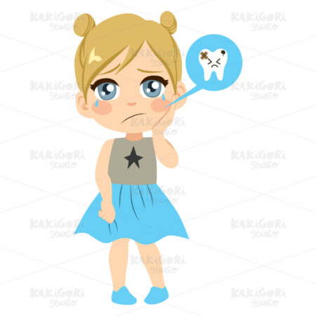 Hurt Teeth Girl Caries Clipart Vector Illustration 04205