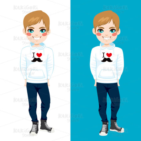 I Love Mustache Sweatshirt Boy Clipart Vector Illustration 01866