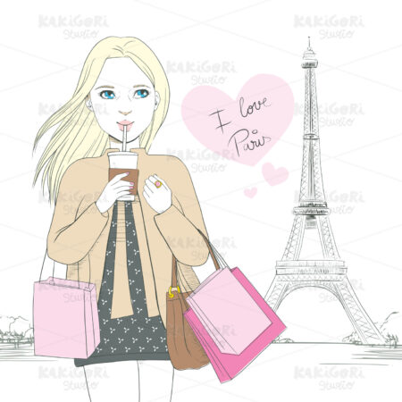 I Love Paris Girl Clipart Vector Illustration 01671