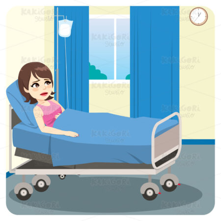 Ill Female Patient Worried Clipart Vector Illustration 04701