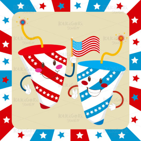 Independence Day Fireworks Clipart Vector Illustration 00362