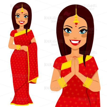 Indian Traditional Woman Clipart Vector Illustration 01632