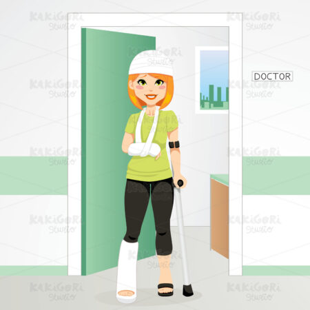 Injured Redhair Woman Clipart Vector Illustration 00654