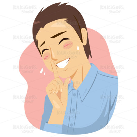 Insecure Man Making Silence Gesture Clipart Vector Illustration 04735