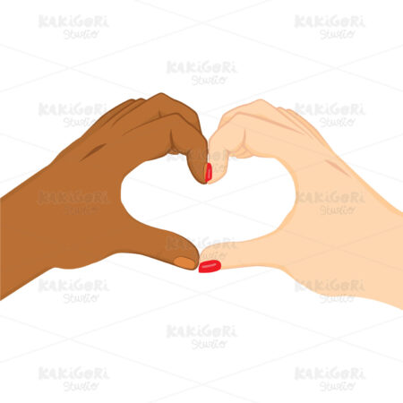 Interracial Heart Hands Clipart Vector Illustration 03264