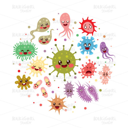 Intestinal Flora Cute Character Collection Clipart Vector Illustration 04208
