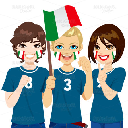 Italian Soccer Fans Clipart Vector Illustration 01605