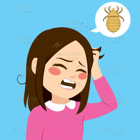 Itchy Hair Girl Clipart Vector Illustration 03212