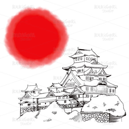 Japanese Himeji Castle Clipart Vector Illustration 01583