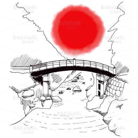 Japanese River Bridge Clipart Vector Illustration 01582