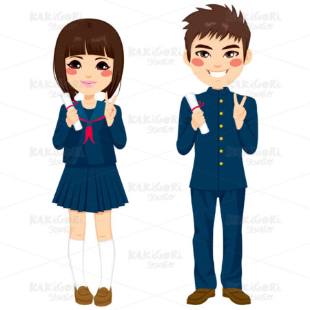 Japanese Students Uniform Clipart Vector Illustration 02037