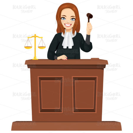 Judge Character With Gavel Clipart Vector Illustration 04839