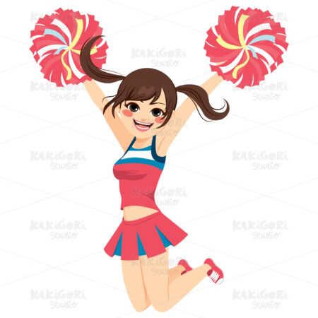 Jumping Cheerleader Girl Clipart Vector Illustration 02965