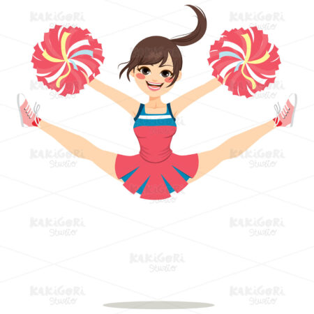 Jumping Cheerleader Girl Clipart Vector Illustration 03135