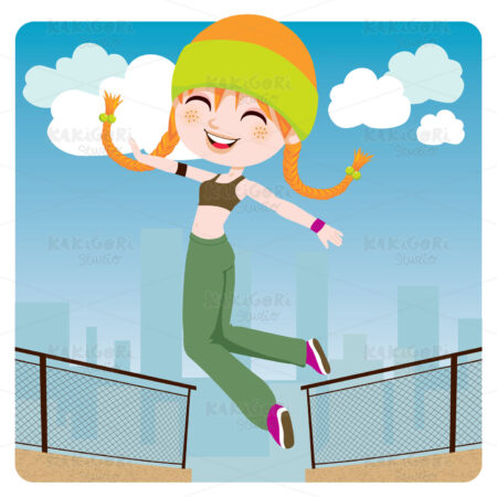 Jumping Girl Clipart Vector Illustration 00608