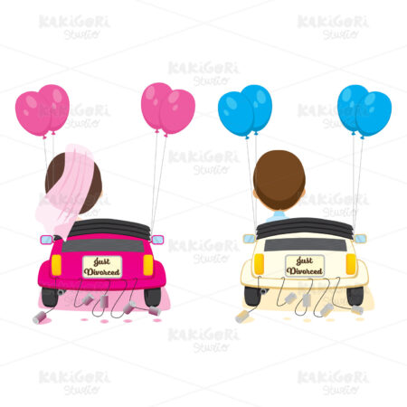 Just Divorced Couple Separate Ways Clipart Vector Illustration 04769