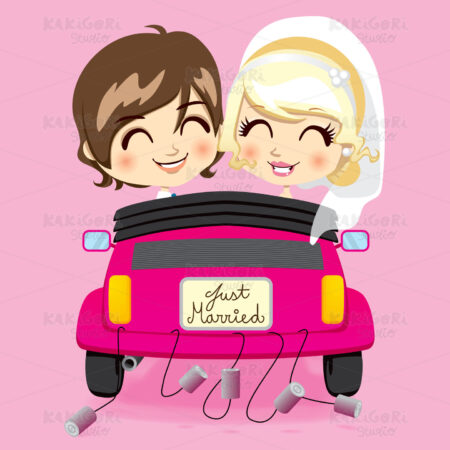 Just Married Couple Clipart Vector Illustration 00804