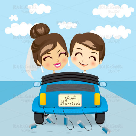 Just Married Trip Clipart Vector Illustration 00809