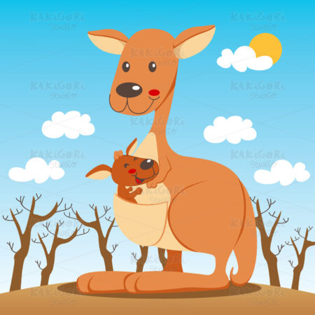 Kangaroo Mom Clipart Vector Illustration 00482