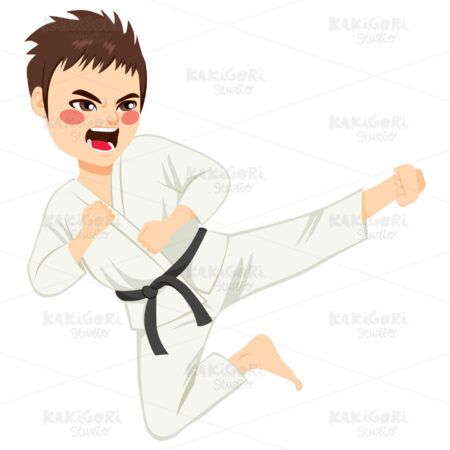 Karate Boy Jump Clipart Vector Illustration 03175