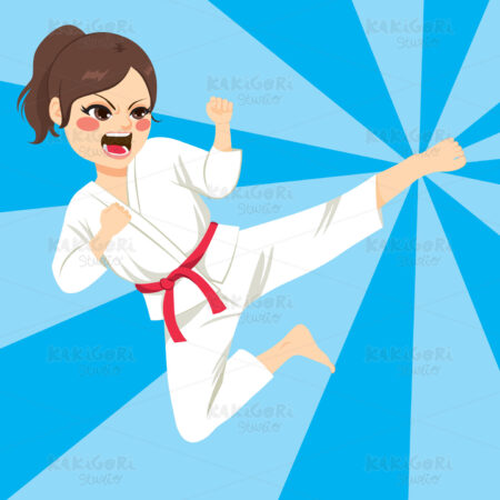 Karate Girl Action Clipart Vector Illustration 03204