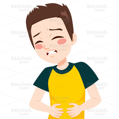 Kid Having Stomachache Clipart Vector Illustration 02273