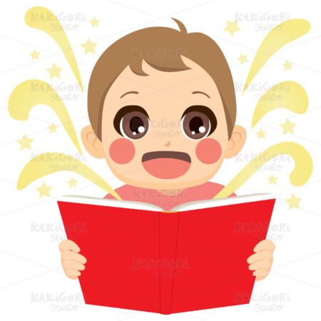 Kid Reading Fairy Tale Clipart Vector Illustration 03692