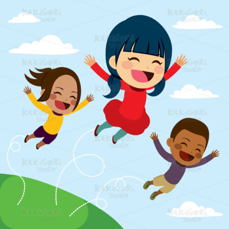 Kids Flying Clipart Vector Illustration 03666