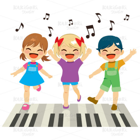 Kids Playing Piano Clipart Vector Illustration 03566