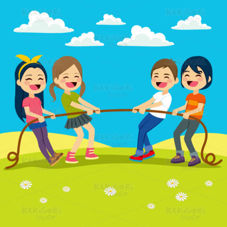 Kids Playing Tug Clipart Vector Illustration 03164