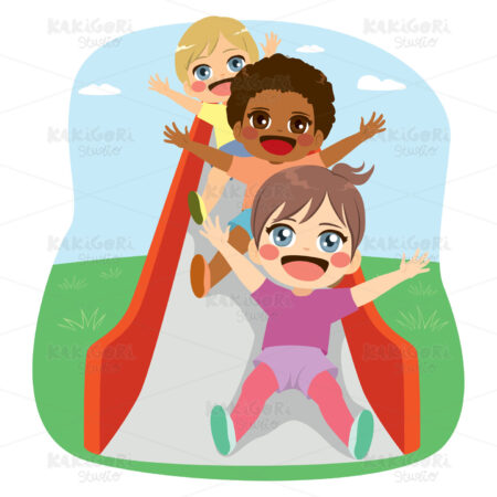 Kids Slide Playground Clipart Vector Illustration 04213